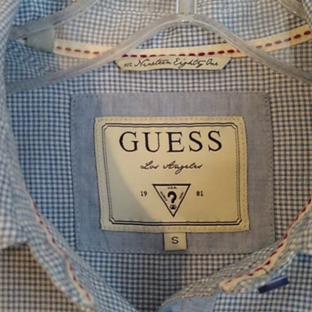 Guess Gingham Button Down Blouse Top
